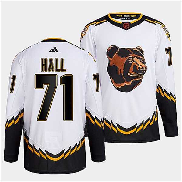 Men%27s Boston Bruins #71 Taylor Hall 2022 White Reverse Retro Stitched Jersey Dzhi->boston bruins->NHL Jersey